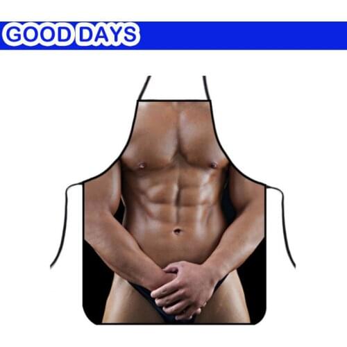 Avental cozinha Muscle man Black Macho Apron Kitchen Game Party Bar Restaurant Apron Outdoor Barbecue Apron Wedding Funny Apon
