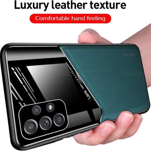 Car Magnetic Holder Leather Case For Samsung Galaxy A32 4G A 32 SM-A325F 6.4" Plexiglass Silicone Frame Shockproof Cover Fundas