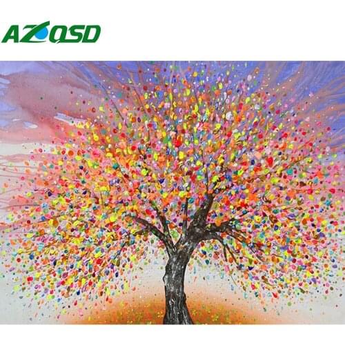 AZQSD 5D Diamond Painting Tree Landscape Diy Diamond Embroidery Scenery Mosaic Rhinestones Pictures Home Decorations Gifts