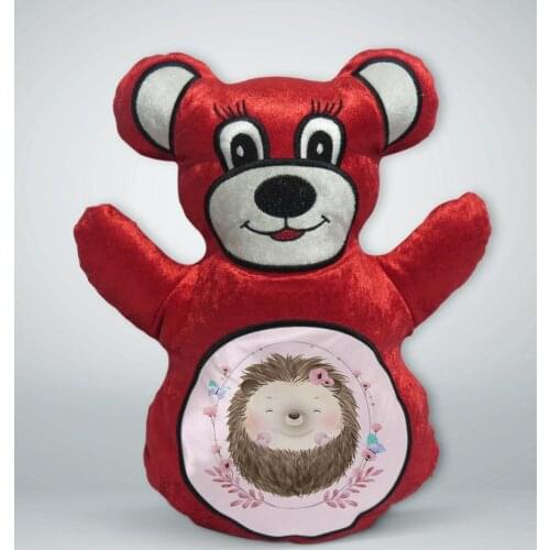 BK Gift Cute Hedgehog Design Red Teddy Bear Yastık-2