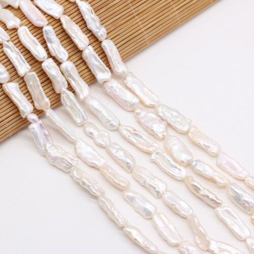 Natural Freshwater Pearl Beaded Irregular White Strips Shape Beads for Jewelry Making DIY Bracelet Accessories 8x25-9x27mm