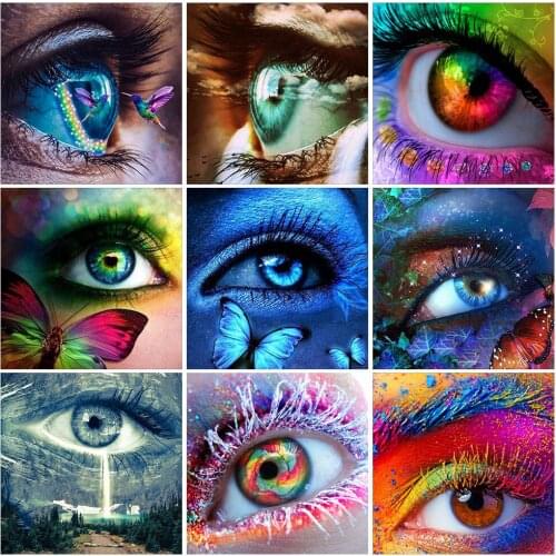 FIYO 5D DIY Diamond Painting Eyes Diamond Embroidery Animal Butterfly Cross Stitch Rhinestones Pictures Handicrafts Gift