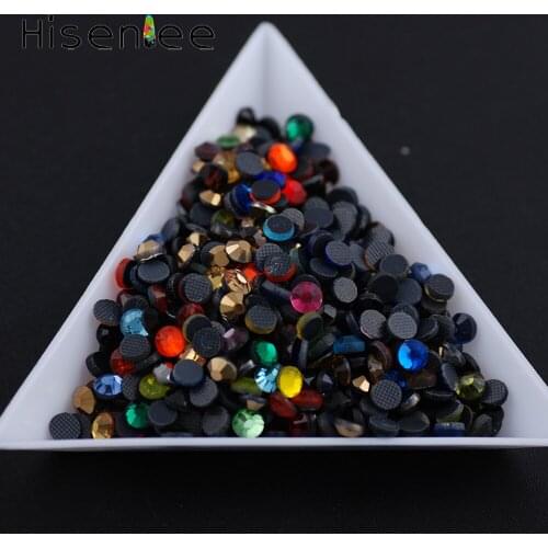 Hisenlee 2880pcs SS6 Mixed Color Glass DMC Hot Fix Flat Back Clear Rhinestone Crystal HotFix Clothing Jewelry Gem