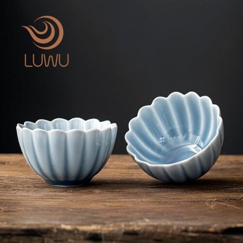 LUWU ceramic tea cup pottery petaling tea cup chinese kung fu cup coffee cup 160ml