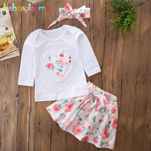 3PCS/1-5Years/Summer Baby Girls Boutique Outfits Cute Children Clothing T-shirt+Skirt+Headband Kids Sets Toddler Clothes BC1084