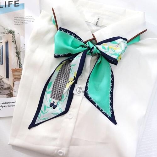 Summer Long Small Silk Scarf Female Tie Bag Ribbon Belt Fashionable All - Match Summer Shirt Suit Scarf