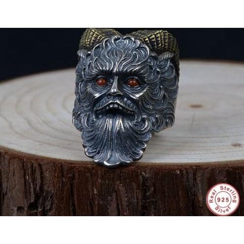 2019 New 925 Silver Satan Ring Punk Red Stone New Fashion S925 Sterling Silver Rings for men and Women Jewelry Adjustable Size 9