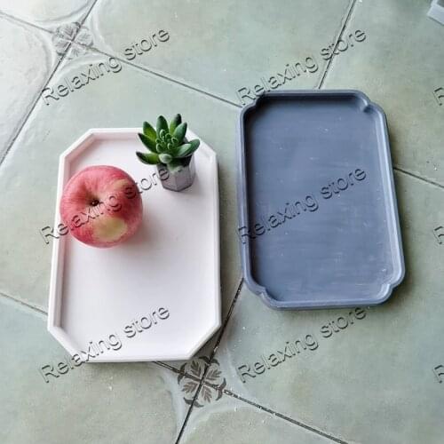 Irregular Rectangle Cement Concrete Tray Mold Big Size Octagon Plaster Storage Tray Silicone Molds Epoxy Resin Mould