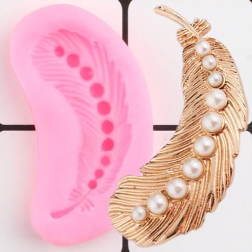 Pearl Feathers Silicone Molds Cupcake Topper Fondant Mold DIY Wedding Cake Decorating Tools Candy Clay Chocolate Gumpaste Moulds