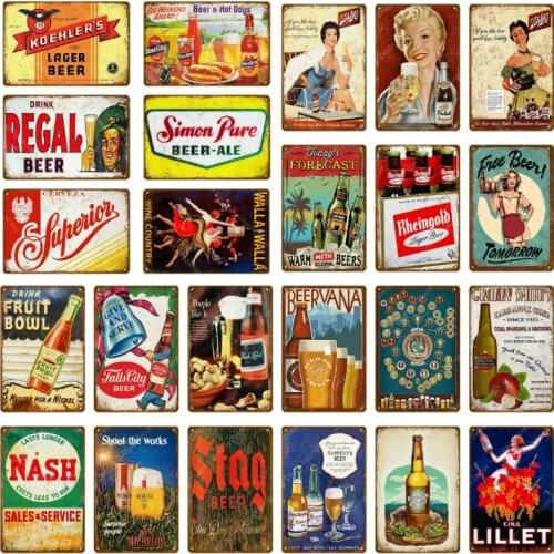 Alocohol Beer Plate Signs Poster Bar Pub Kitchen Wall Decor Vintage Classic Rust Metal Decoartive Plaques Art Crafts Tin Signs