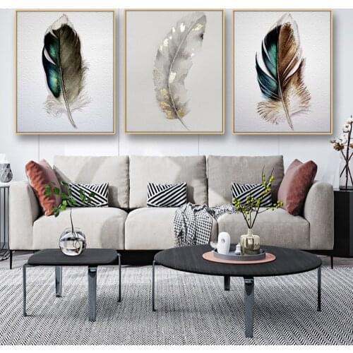 Silver Feather Art Canvas Poster Wall Art Painting for Interior Room Decor Wall Picture Living Room Print Modern Home Decoration
