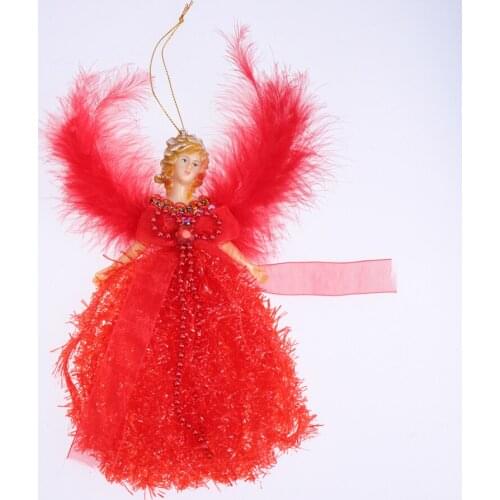 Christmas Angel Hanging Pendant Lovely Plush Doll Pendant Ornament Party Supplies for Home Christmas Tree (Red)
