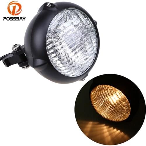 POSSBAY 7" Universal Motorcycle Headlight High Low Beam Cafe Racer Motocicleta Headlamp For Harley Sportster XL 883 1200 Chopper