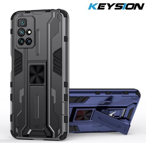 KEYSION Shockproof Case for Redmi 10 10 Prime Note 10 Pro 10T 5G Stand Phone Back Cover for Xiaomi POCO F3 GT X3 GT NFC M3 Pro