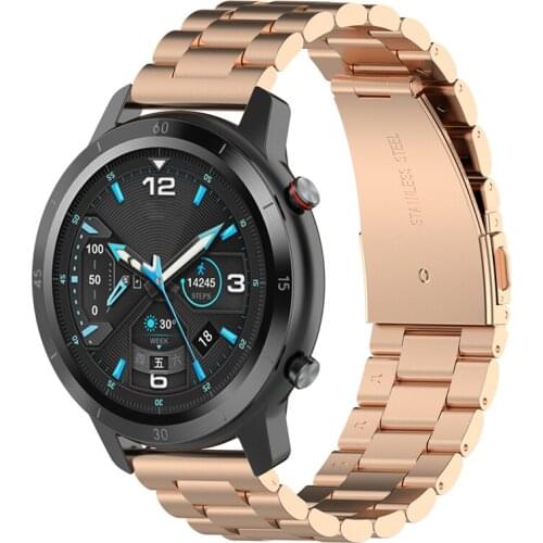 22mm Watchband for Huawei GT 2e Three-bead Stainless Steel Watch Strap for Galaxy Watch 3 for POLAR Grit X for Ticwatch PRO