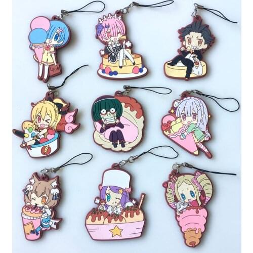 Re Life in a different world from zero Japanese anime figure rubber Silicone mobile phone charms key chain strap