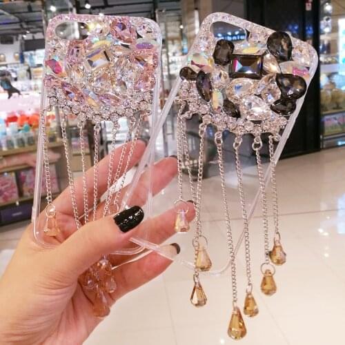 Luxury Glitter Pendant Phone Cases For iPhone 11 12 X XS MAX XR Back Cover Bling Rhinestone Case For iPhone 5s 6s Plus 7 8 Plus