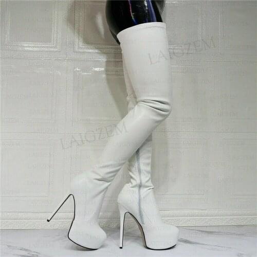 SEIIHEM Women Thigh High Boots Platform Thin High Heels Over Knee Boots Wedding Sapato Feminino Shoes Woman Big Size 41 44 47 52
