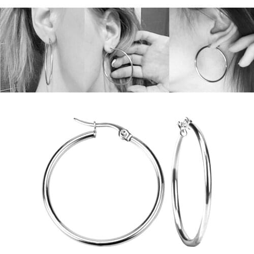 1 Pair Colorful 35mm Cute Huggie Earrings for Women Girls 316l Stainless Steel Hoop Earrings 18G Earring Fashion Jewelry Gifts