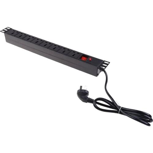 New 1U PDU 8 Outlet Metal Power Strip Surge Protector with Long Extension Cord 250V 10A 2500W for 19 inch Server Rack Power