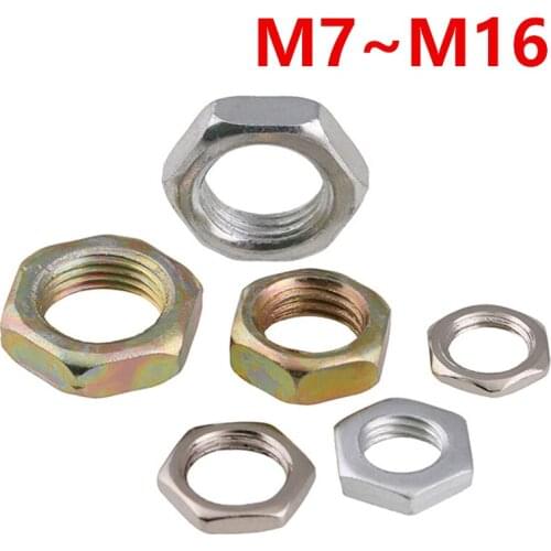 Carbon Steel Enchants The Thin Metric Hexagon Nut Thin Zinc Nut, Colors White Zinc Tooth Thin Nut M7 M8 M9 M10 M12 M14 M16