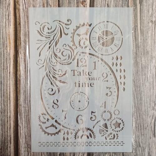 A4 Size DIY Craft Clock Stencil for Painting on Wood,Fabric,Walls Art Scrapbooking Stamping Album Embossing Paper Cards
