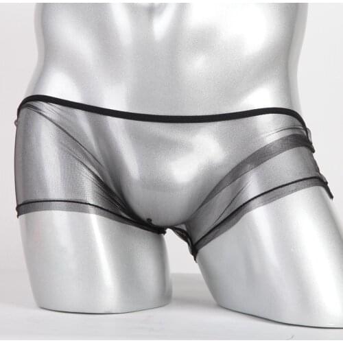 Mens Shorts Boxers Underwear Sexy Transparent Solid Panties Male Penis Pouch Man Underpants GAY