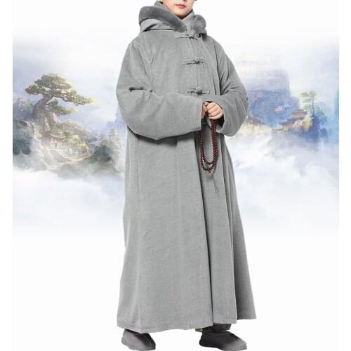 Unisex 8color Winter warm meditation cloak buddhist buddha robe cape shaolin monk kung fu suits zen lay clothing