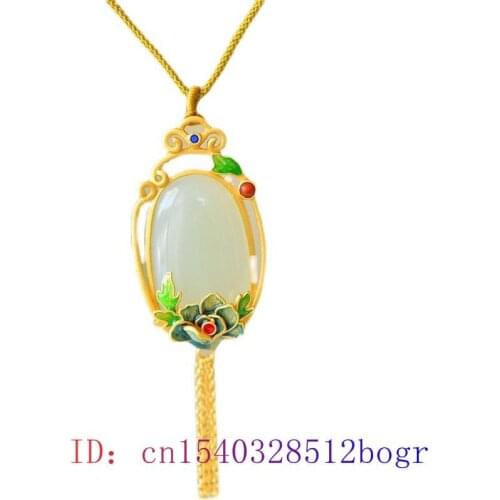 White Jade Flower Pendant Crystal Gemstone Gifts 925 Silver Women Jewelry Chalcedony Natural Necklace Amulet Charm Zircon