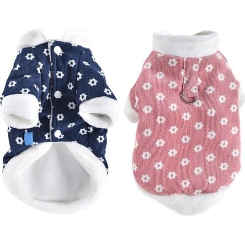 Winter Pet Dog Warm Jumpsuit Coat Floret Corduroy Coat Jacket Puppy Outfit Dog Down Jacket For Small Dog Clothes