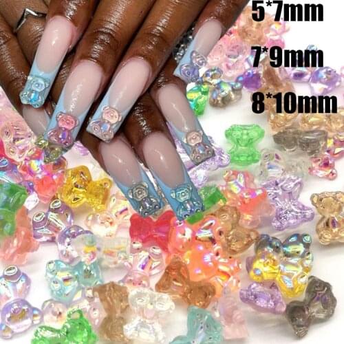 1pcs Nail Aurora Bear Accessories Crystal Resin Bear Nail Art Rhinestones 3D Stereo Women Nail Decoration DIY nail Accessories