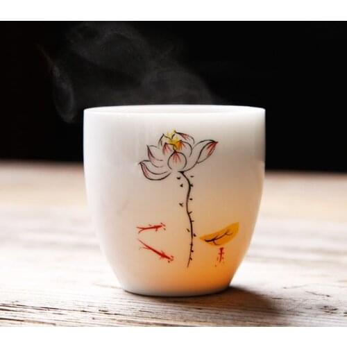2pcs/set Chinese Handmade Tea Drinkware Crafts Kitchen Living Room Use Discolored Porcelain Teacup Kungfu Tea Cup Set Tea Bowl