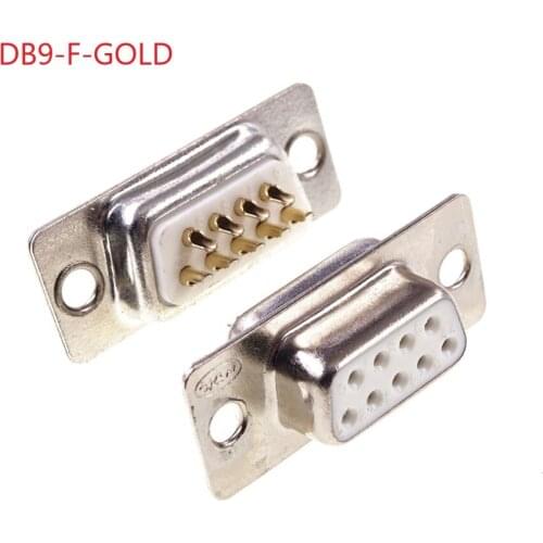 20Pcs D-SUB 9 Position Connector DB9 Receptacle Female Solder Wire Adapter Series Port 9 Pin Gold Plate Machined Pins High End