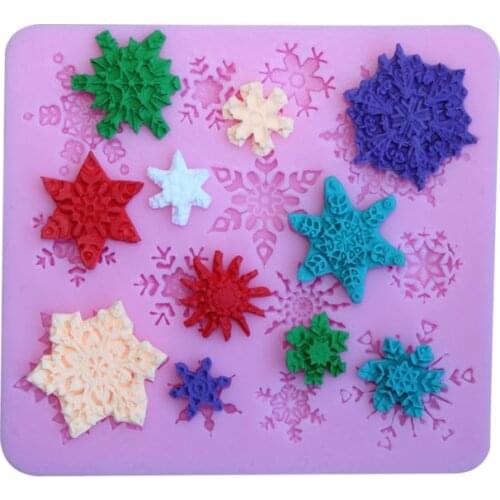 3D christmas decorations snowflake Lace chocolate Party DIY fondant baking cooking cake decorating tools silicone mold