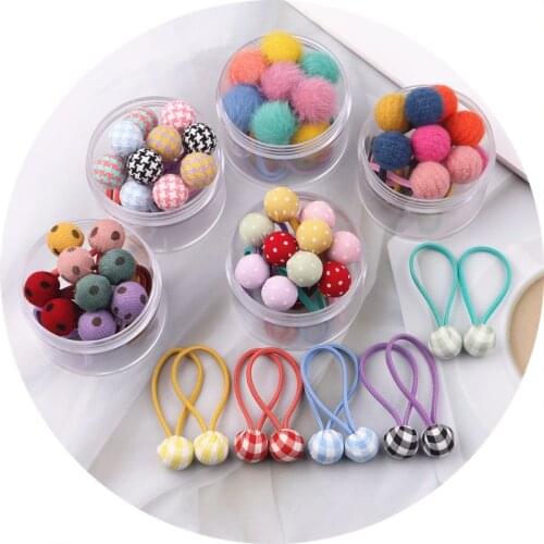 4cm Real Mink Fur Ball With Elastic Rope Handmade Pompoms Hair Band For Kids Girls Hair Accessories