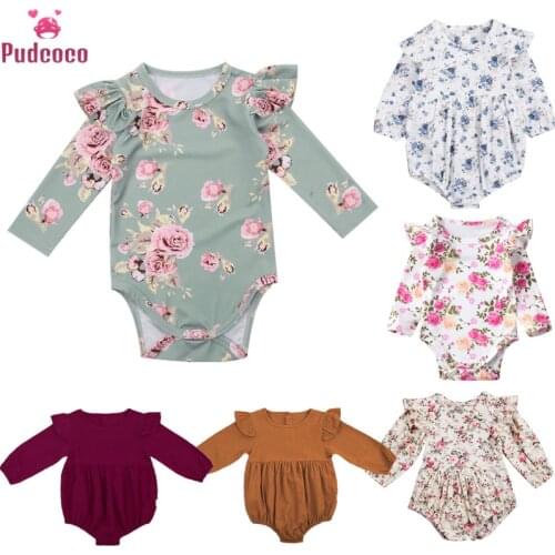 6 Style Toddler Infant Newborn Baby Girl Clothes Floral Printing Long Butterfly Sleeve Romper Outfits Jumpsuit Baby Clothing