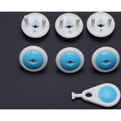 7pcs/1 Set Baby Safety Socket Protection Electric Shock EU Socket Outlet Plug Cover 6pcs Socket Cover+1pc Key Electrical Safety