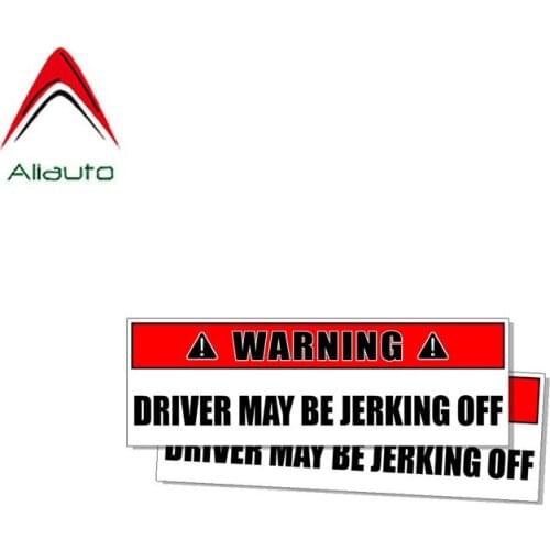Aliauto 2 X Funny Car Stickers Warning Driver May Be Jerking Off Decal Accessories PVC for Infiniti Peugeot 308,13cm*4cm