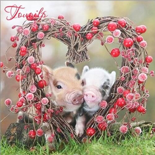 DIY Diamond Embroidery Two piglets Full Square/round Diamond Painting Cross Stitch Kit Rhinestones Mosaic Home Decor