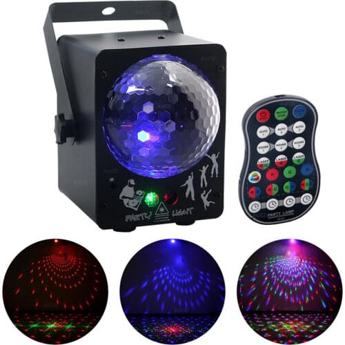 AUCD Mini Portable Remote Control RGB LED Disco Crystal Ball Mix DJ Party Show 30 Patterns RG Laser Projector Stage Lights WQ33