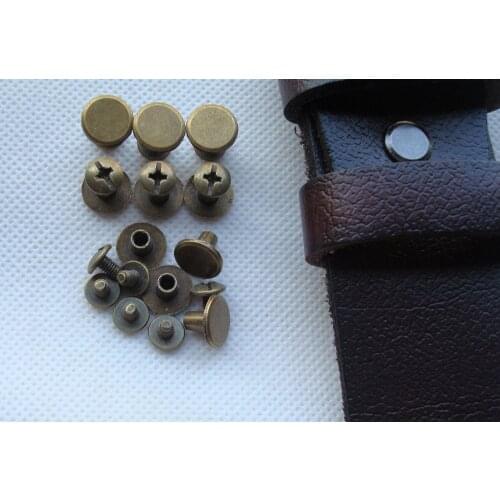 Free shipping 10 sets alloy antique brass Luggage Leather Belt screws,Solid Chicago Screw 10*6mm,bag buckle screws,bag fasteners