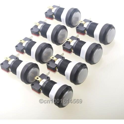 Free Shipping 8x 30mm Arcade DIY Kit Parts LED Illuminated Lits Push Buttons For JAMMA & Video Games & Fighting Projects - White