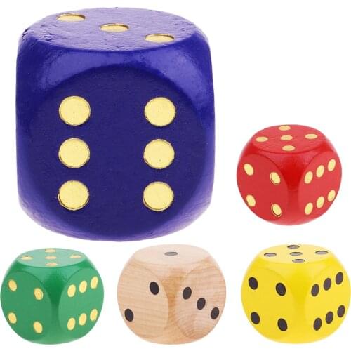 MagiDeal Extra Large Wooden Dice with Rounded Corner D6 Six Sided Dice 5cm For Board Games Table Games