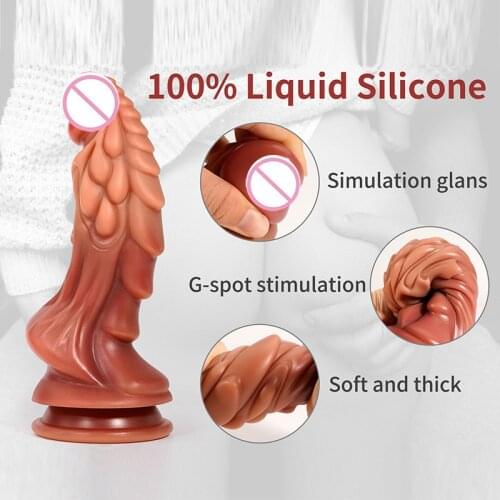 Large Silicone Dildo, The Originator of Kirin, Adult Sex Products, Variant Shape, Brown Artificial Dildo, Liquid for Women
