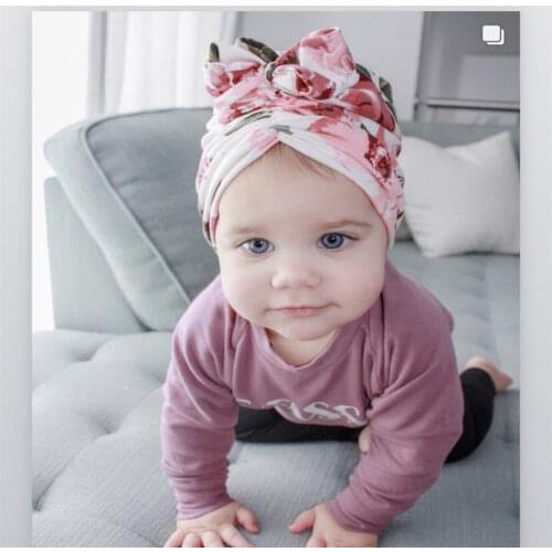 Baby Beanies Caps Newborn Girls Turban Toddler Hats Babe Bows Headband