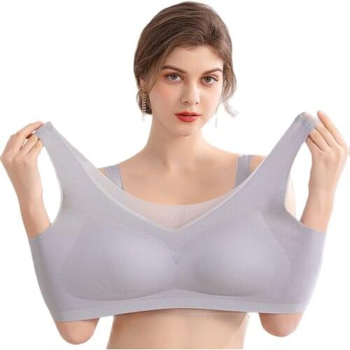 Breathable Padded Vest Push Up Ice Silk Bra Womens Seamless Sleep Top Bras Backless Brassiere Lingerie Bralette Female Underwear