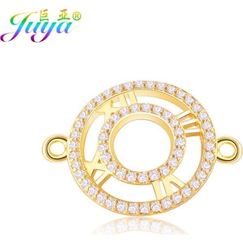 DIY Jewelry Findings Micro Inlay Zircon Roman Numerals Clock Charm Connectors Accessories For Women Girls Connect Jewelry Making