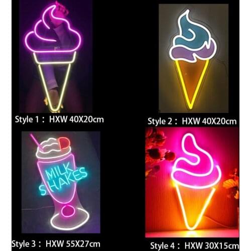 Custom Ice Cream Milk Shakes Shape led neon sign indoor shop wall decoration business advertising logo signage