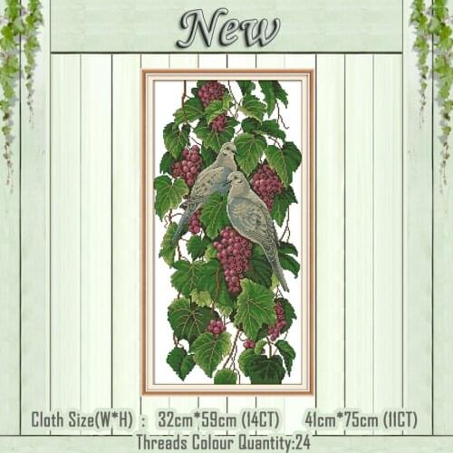 Pigeons And Grapes diy painting counted printed on the canvas DMC 11CT 14CT kits Chinese Cross Stitch embroidery needlework Sets