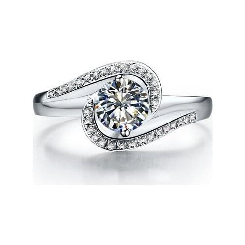 Romantic 0.5Ct Diamond Engagement Ring for Women Non-allergenic Platinum 950 Ring Birthday Gift